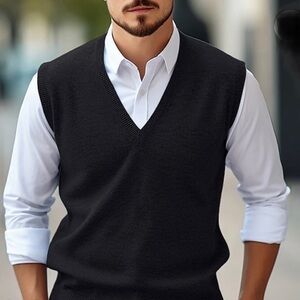 Next Men's Charcoal V-Neck Sweater Vest